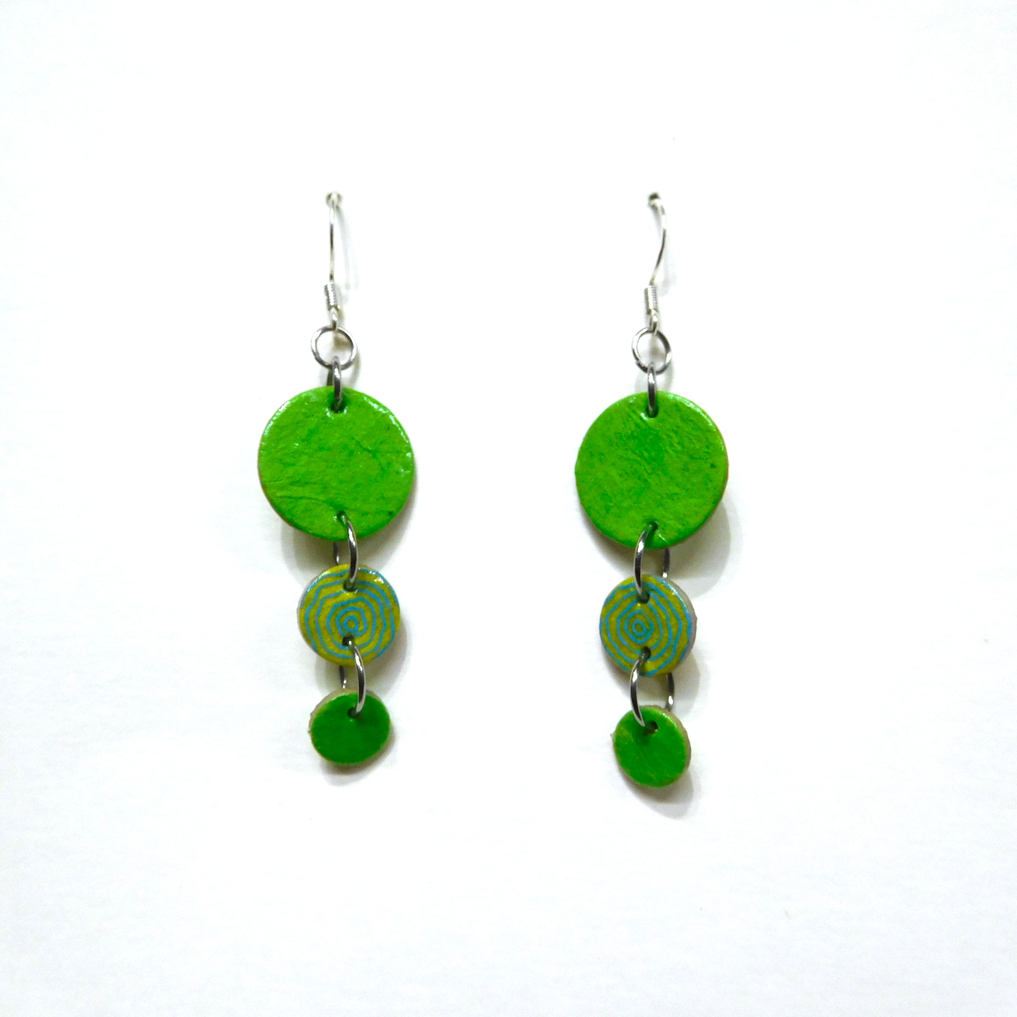 Boucles d'oreille en carton - Grappe - Vert/Rondovert - Argent 925