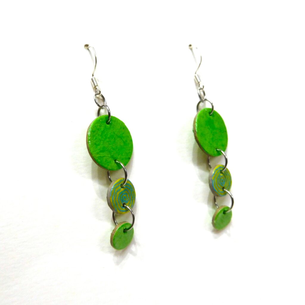Boucles d'oreille en carton - Grappe - Vert/Rondovert - Argent 925