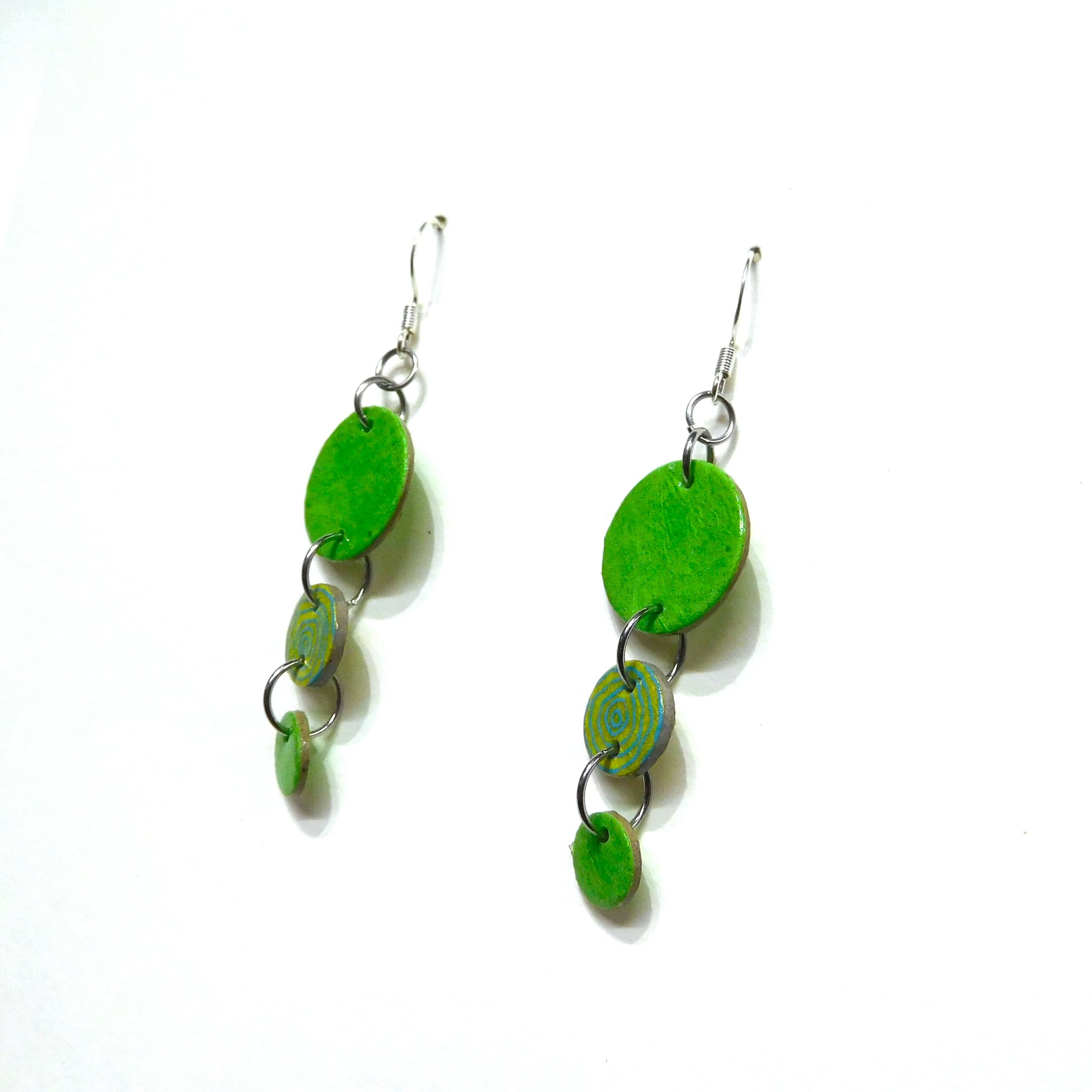 Boucles d'oreille en carton - Grappe - Vert/Rondovert - Argent 925