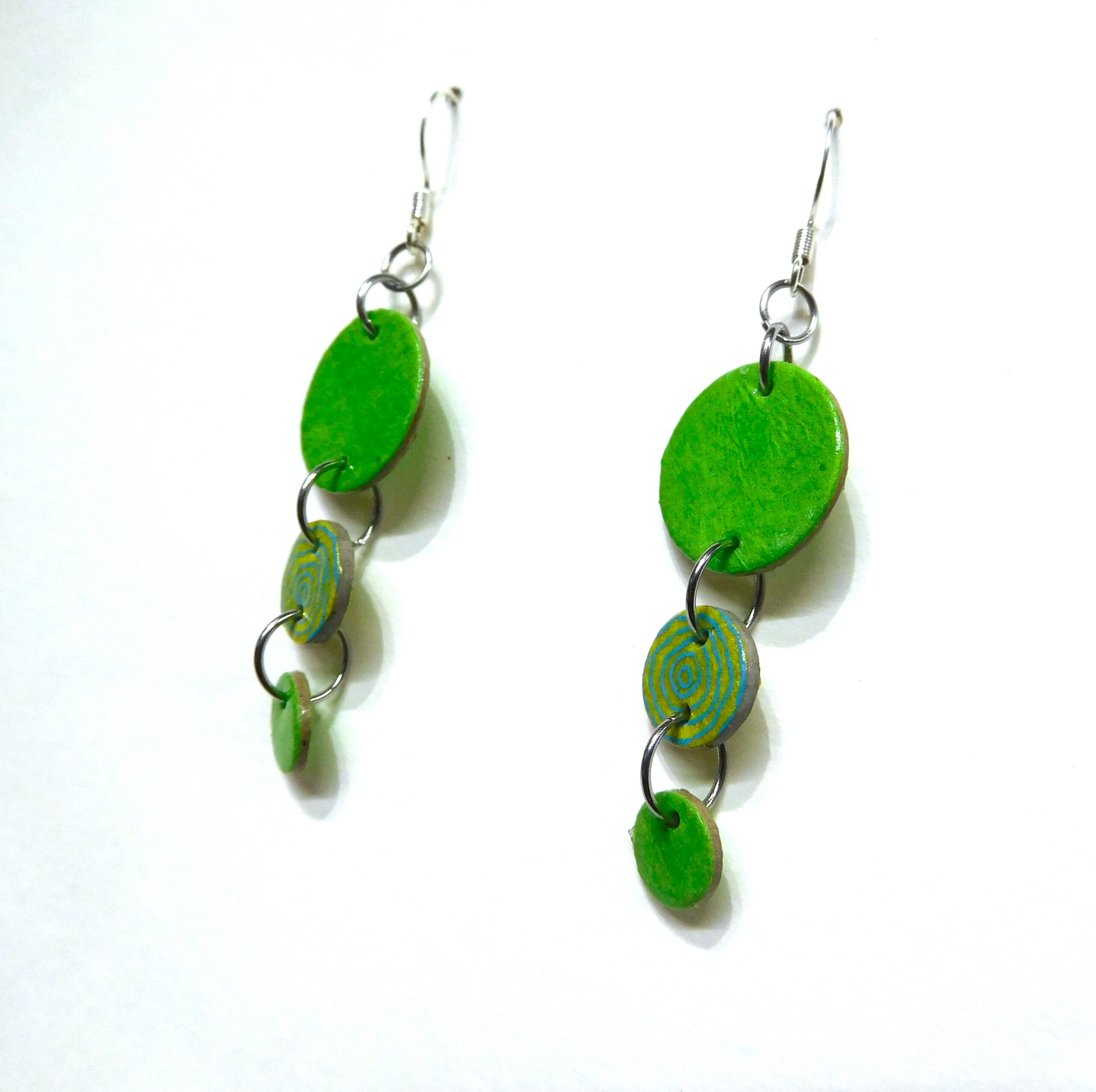 Boucles d'oreille en carton - Grappe - Vert/Rondovert - Argent 925
