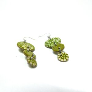 Boucles d'oreille en carton - Grappe - Vert Fleurs/Vert Olive - Argent 925 – Image 4