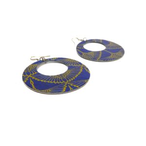 Boucles d'oreille en carton - Grandes Créoles - Or Oiseaux Bleu - Argent 925 – Image 4