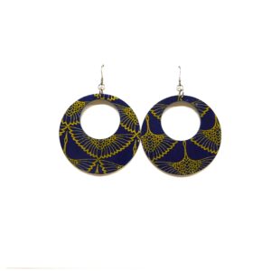 Boucles d'oreille en carton - Grandes Créoles - Or Oiseaux Bleu - Argent 925 – Image 1