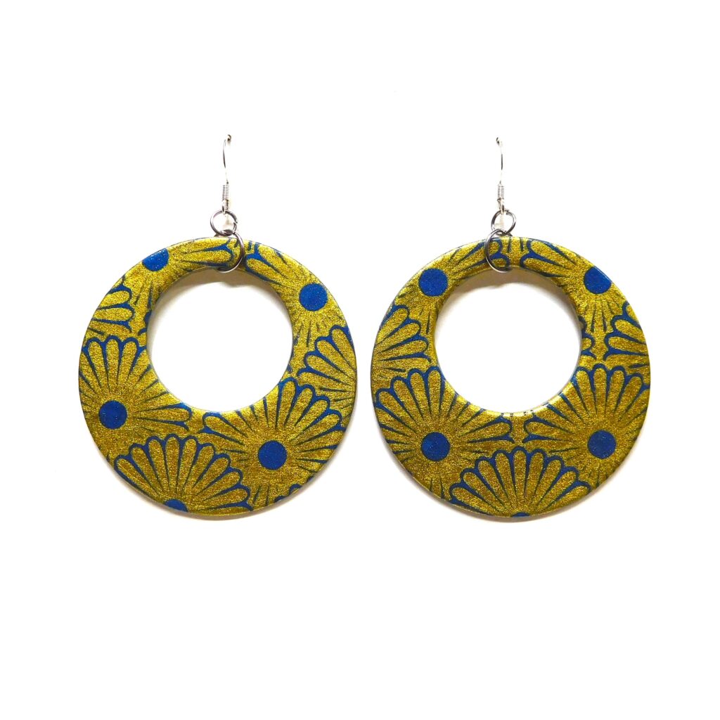 Boucles d'oreille en carton - Grandes Créoles - Or Bleu - Argent 925