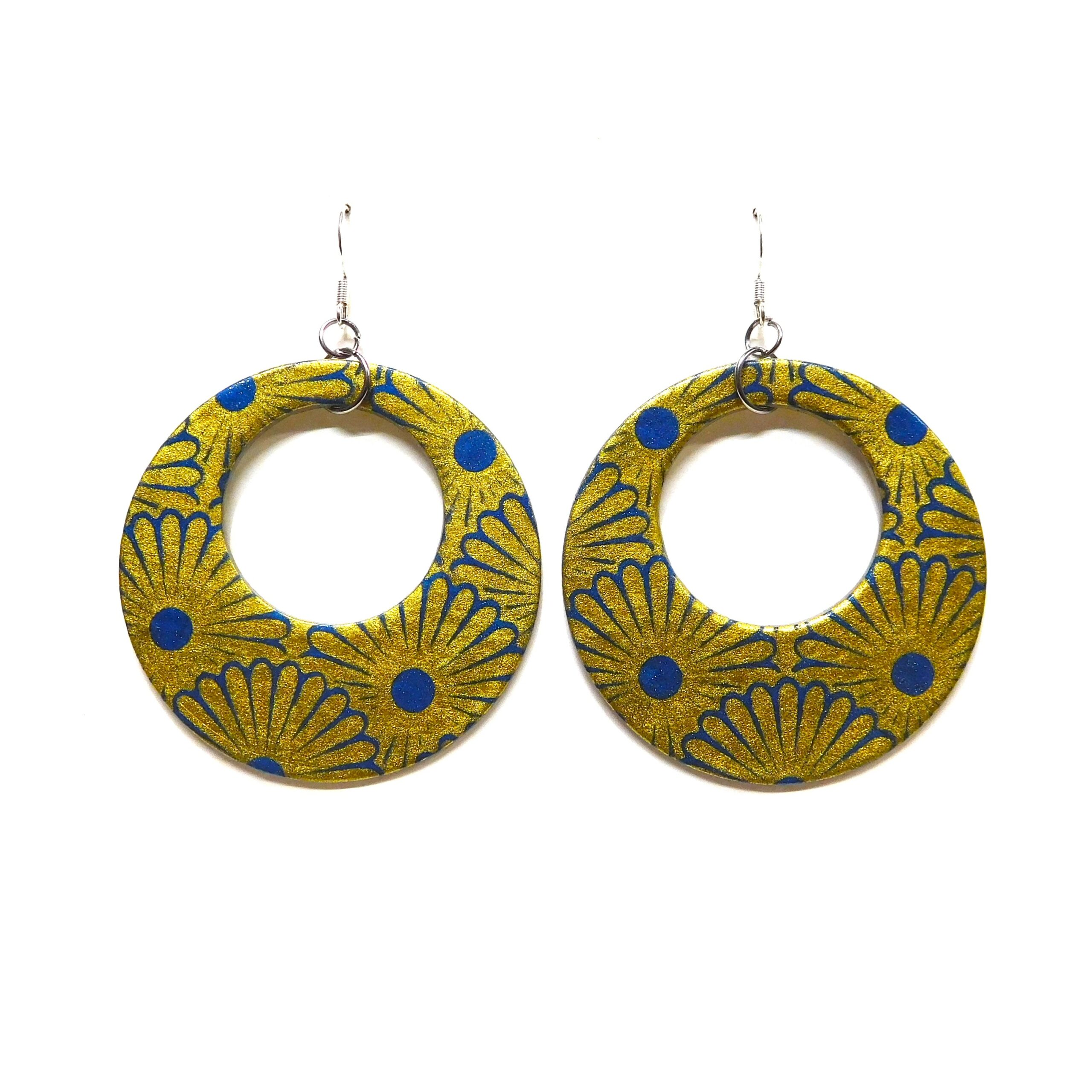 Boucles d'oreille en carton - Grandes Créoles - Or Bleu - Argent 925 – Image 1
