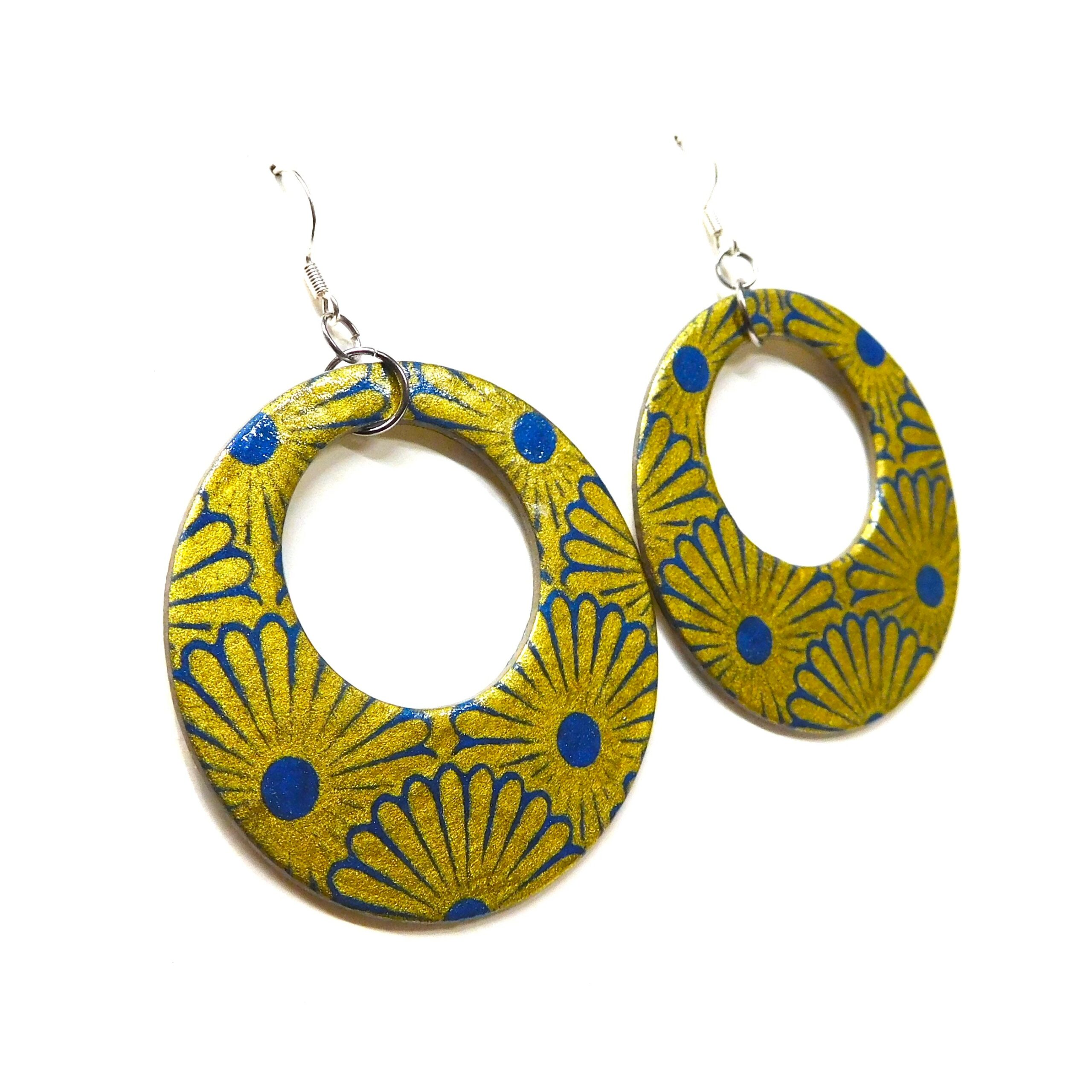 Boucles d'oreille en carton - Grandes Créoles - Or Bleu - Argent 925 – Image 3