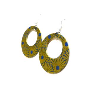 Boucles d'oreille en carton - Grandes Créoles - Or Bleu - Argent 925 – Image 2