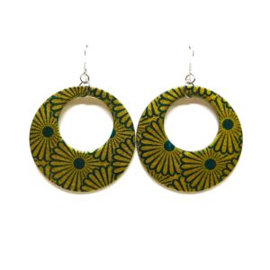 Boucles d'oreille en carton - Grandes Créoles - Or Vert - Argent 925 – Image 1