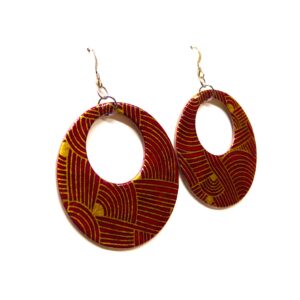 Boucles d'oreille en carton - Grandes Créoles - Rouge Or Nœuds - Argent 925 – Image 3