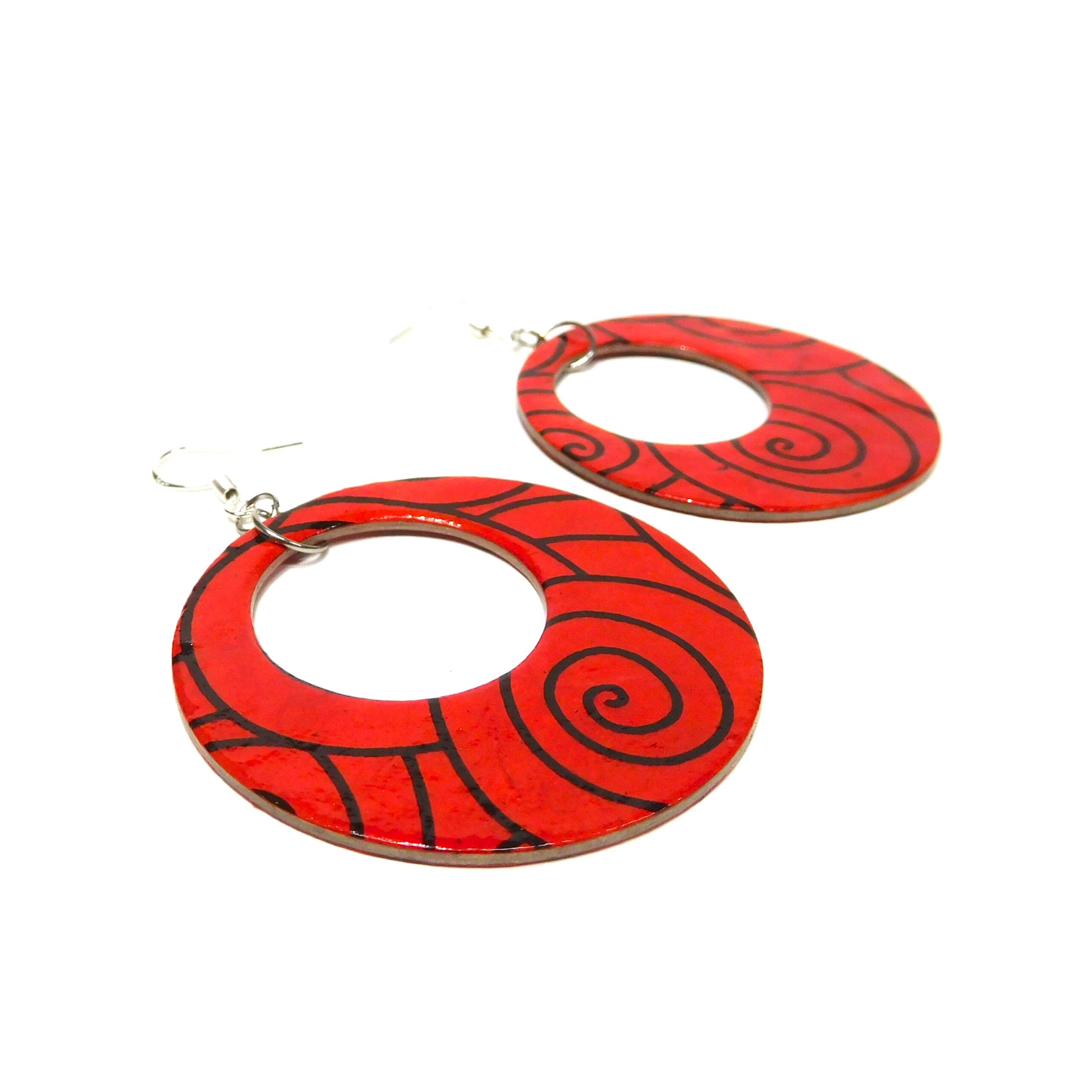 Boucles d'oreille en carton - Grandes Créoles - RCN - Argent 925
