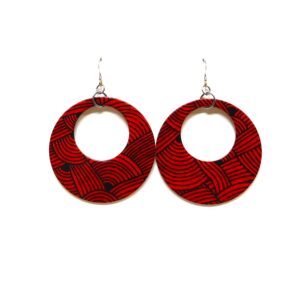 Boucles d'oreille en carton - Grandes Créoles - Rouge Nœuds - Argent 925 – Image 1