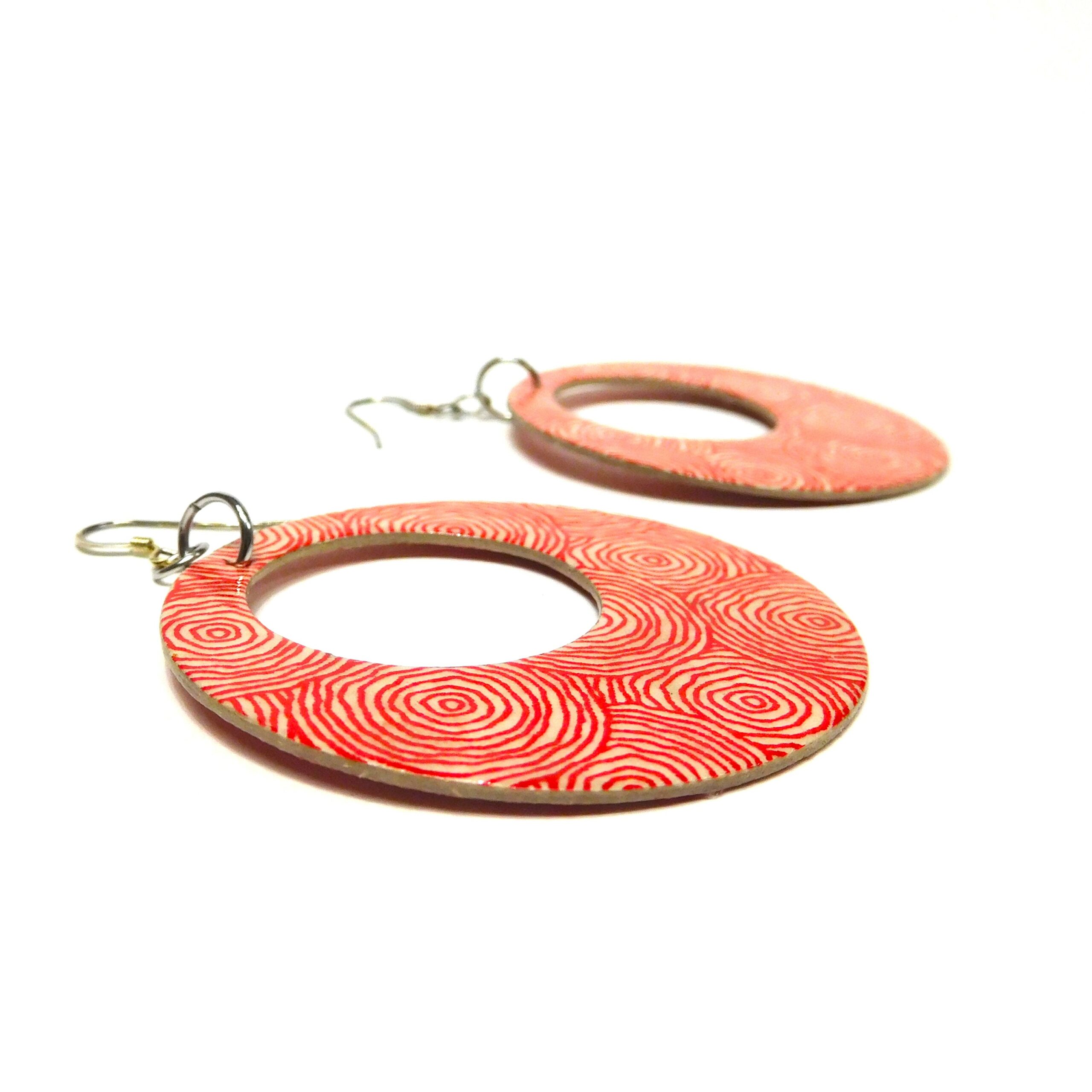Boucles d'oreille en carton - Grandes Créoles - Rondorouge - Argent 925 – Image 5