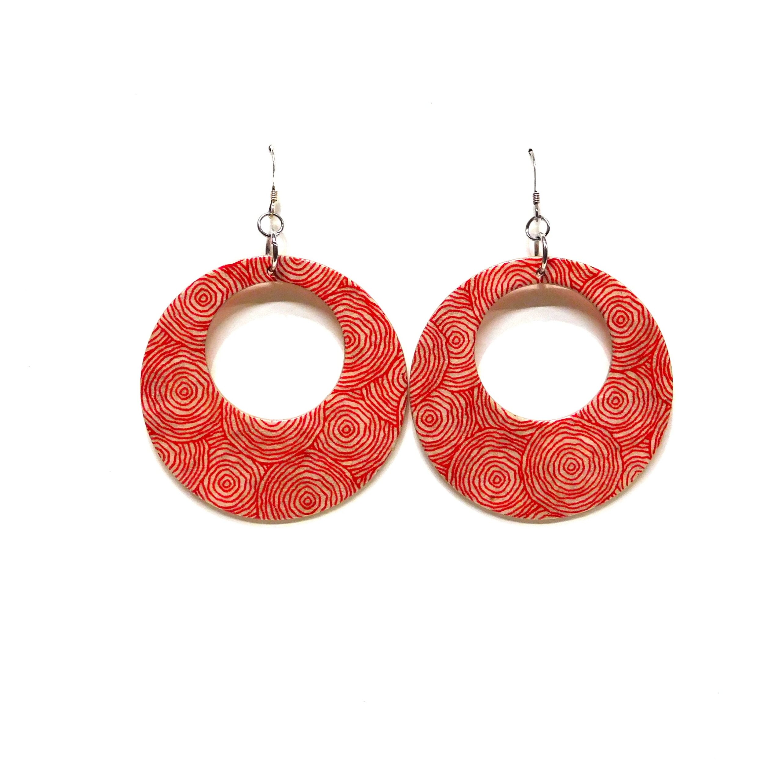 Boucles d'oreille en carton - Grandes Créoles - Rondorouge - Argent 925 – Image 1