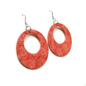 Boucles d'oreille en carton - Grandes Créoles - Rondorouge - Argent 925 – Image 3