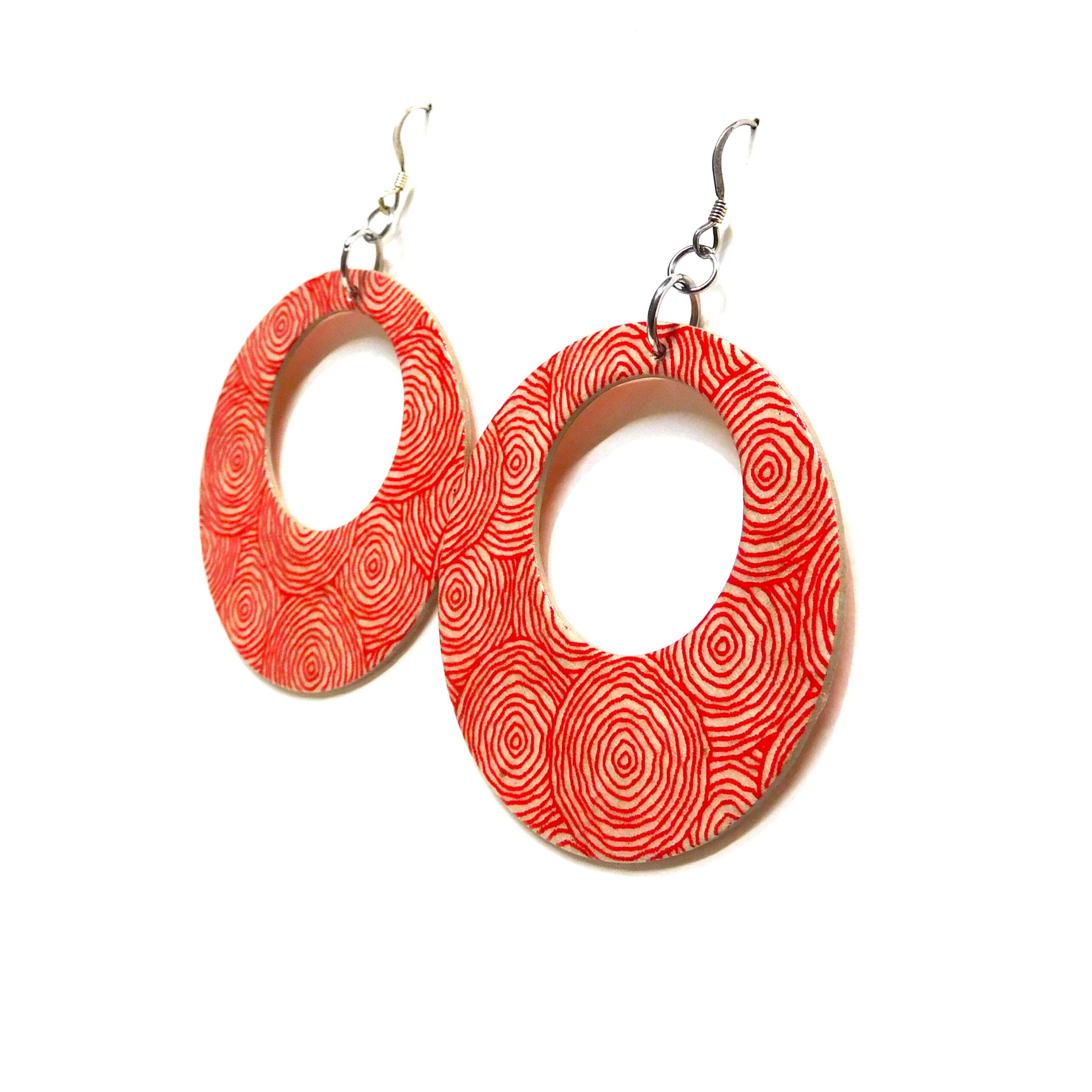 Boucles d'oreille en carton - Grandes Créoles - Rondorouge - Argent 925 – Image 2