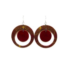 Boucles d'oreille en carton - "Grandes créoles plus une" - Rouge Or Nœuds/Rouge Carmin - Argent 925 – Image 1