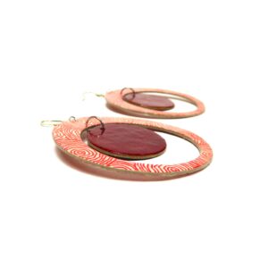 Boucles d'oreille en carton - "Grandes créoles plus une" - Rondorouge/Rouge Carmin - Argent 925 – Image 4
